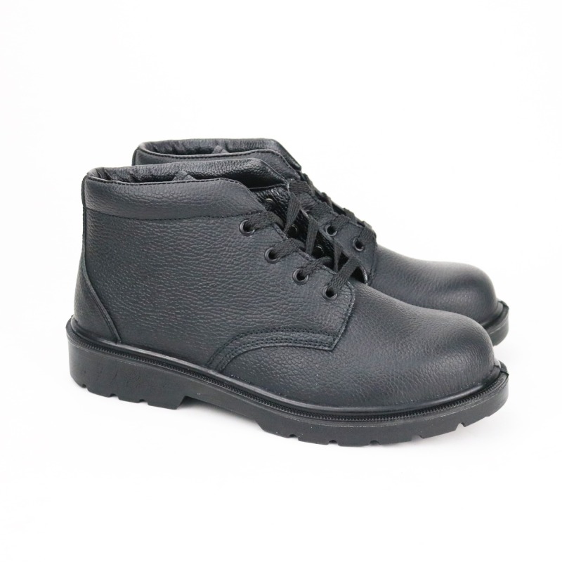 Mid Cut Cow Leather Rubber Sole Safety Boot