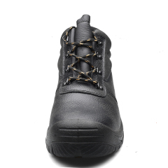 Mid Cut Black Cow Leather PU Outsole Safety Shoes