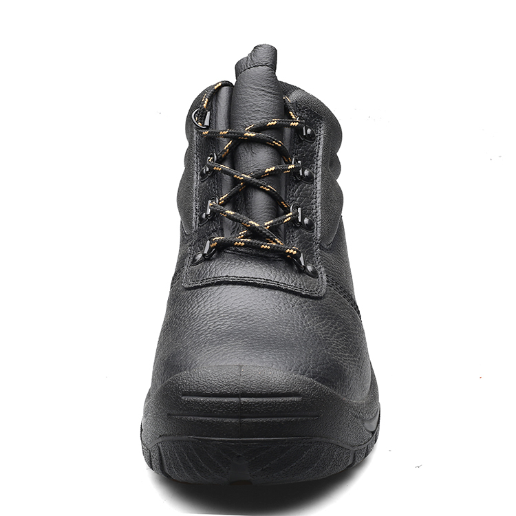 Mid Cut Black Cow Leather PU Outsole Safety Shoes