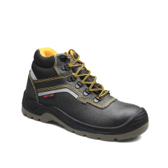 Mid Cut Balck Cow Leather Safety Shoes
