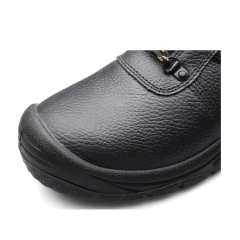 Black Mid Cut Embossed Cow Leather Safety Shoe