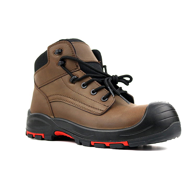 Stylish Design Genuine Leather Mid Sut Safety Boots for Men