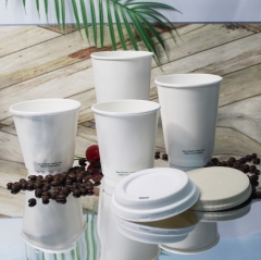 Eco Friendly Biodegradable Coffee Paper Cup with Lid (Plastic Free)