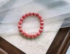 Natural Red Rhodochrosite Bracelet Gemstone Jewelry 10.4mm Gift Clear Round Beads Stretch Men Women Fashion Jewelry AAAAA