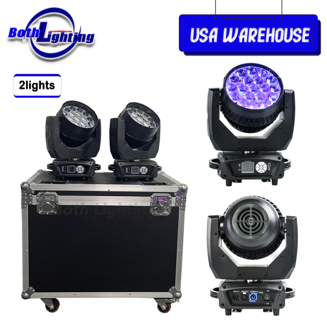 USA warehouse 2pcs with a case Mac Aura 19x15W RGBW 4in1 LED beam Zoom Wash Moving Head Light