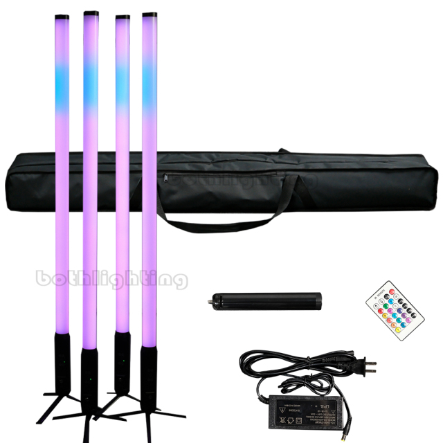 4pcs with a bag Wireless Battery Pixel Tube 360 Degree Led Titan Tube Dj Light Full Color Wireless DMX IR