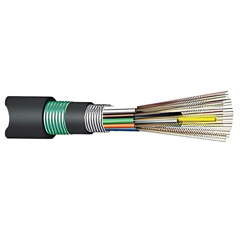 GYFTA53 2~144 Core Stranded Loose Tube Non-metallic Strength Member Armored Fiber Optic Cable