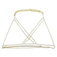 D730--Sexy chest chain Cross rhinestone Sexy Bohemian beach necklace cross body chain