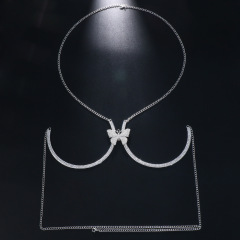 D731--Hot new breast chain shiny butterfly rhinestone breast support walk sexy breast chain body chain