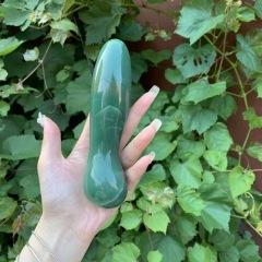 S146--Natural crystal green aventurine crystal massage stick display