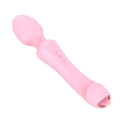 MY-2319--New rechargeable silicone double-head vibrating AV bar adult sex toy tongue lick massager