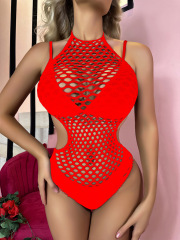 K094--Fishnet Tight Suspender Leaky Back Bikini One-piece Net Clothes
