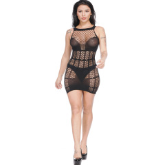 w303--Retro jacquard hollow backless mesh jacquard sexy hip-covering mesh top