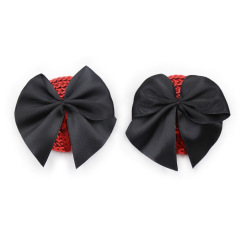 202000063--Flirting jewelry bra red bow nipple black round silicon anti-exposure sexy breast patch