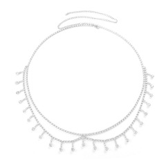 ST230909-European and American cross-border new chest chain set, fashionable and sexy sparkling diamond tassel nightclub bikini waist chain body chain accessories