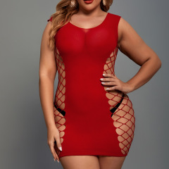 86025--Hot selling sexy sexy lingerie red jacquard bodysuit see-through hip skirt