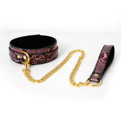 262800156-SM sex toys adult toy neck cover snake print leather choker necklace choker