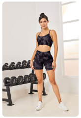 G9755--New digital printing women's fitness seamless bra, shorts and trousers 3-piece set