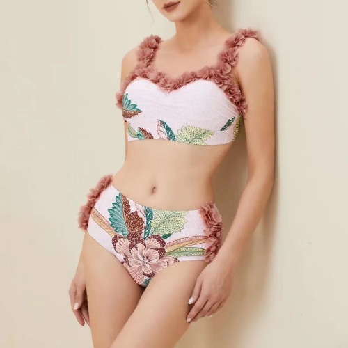 H3020--Printed underwire push-up fashion petal swimsuit