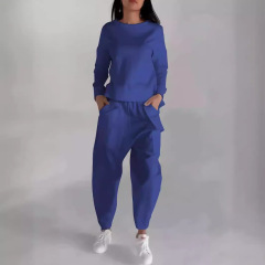 AH8222--Autumn new fashionable lace-up multi-pocket trendy sports solid color casual pants suit