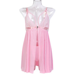 3648--Sexy lingerie pure desire suspenders mesh see-through nightdress two-piece set