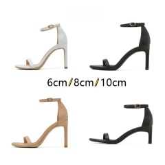 329--New high heels, stiletto heels, round toe, open toe, one-strap high heels for women