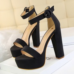 1550-1--Shallow heel pointed toe shining sequins sexy slim nightclub high heels single shoes