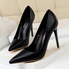 9511-17--Fashionable and simple women's shoes, slim high heels, stilettos, ultra-high heels, shallow mouth pointed high heels