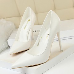 9511-17--Fashionable and simple women's shoes, slim high heels, stilettos, ultra-high heels, shallow mouth pointed high heels
