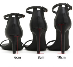 329--New high heels, stiletto heels, round toe, open toe, one-strap high heels for women