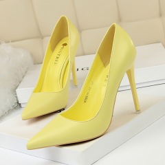 9511-17--Fashionable and simple women's shoes, slim high heels, stilettos, ultra-high heels, shallow mouth pointed high heels