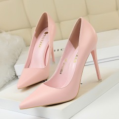 9511-17--Fashionable and simple women's shoes, slim high heels, stilettos, ultra-high heels, shallow mouth pointed high heels