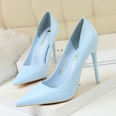 9511-17--Fashionable and simple women's shoes, slim high heels, stilettos, ultra-high heels, shallow mouth pointed high heels