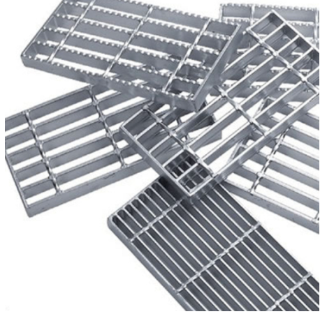 Galvanized toothed steel grating is fixed by welding and anchor bolt