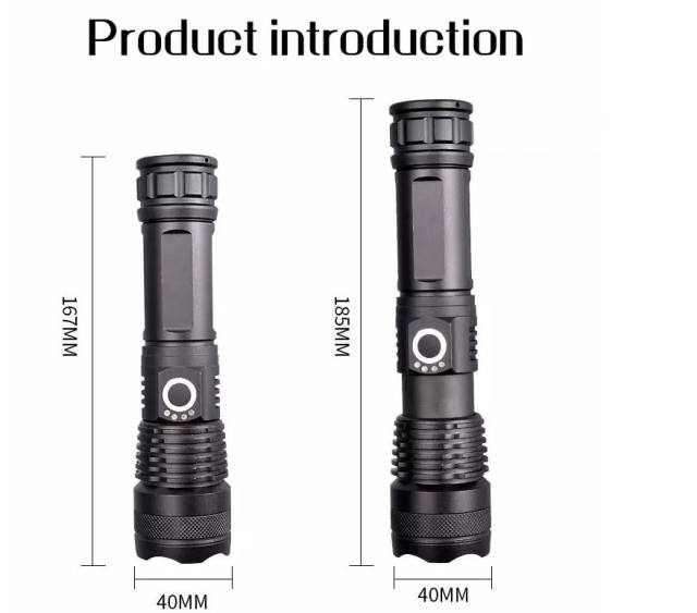 5 Modes Zoomable Handheld Light Flashlights LED XHP50, Rechargeable 3000 High Lumens LED Tactical Flashlight