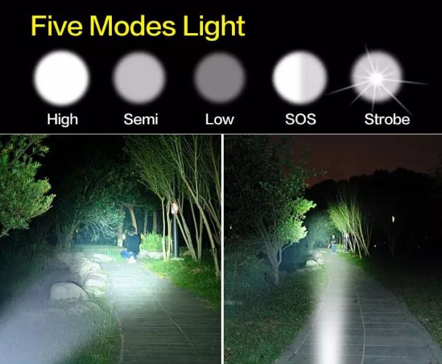 5 Modes Zoomable Handheld Light Flashlights LED XHP50, Rechargeable 3000 High Lumens LED Tactical Flashlight