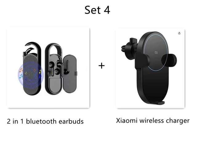 Set 4  2 in 1 bluetooth earbuds  + Xiaomi wireless charger