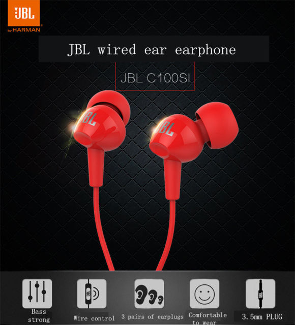 Original JBL C100SI Wired Earphones Music Deep Bass Sports Headset 3.5mm Jack In-line Control Handsfree C100si JBL Headset