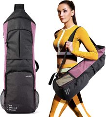 Full-Zip Yoga Mat Carry Bag Holder Carrier with Large Pockets &amp; Water Bottle Holders