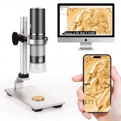 Ninyoon 4K WiFi Microscope with Professional Stand for iPhone Android PC, 50-1000X Digital USB Microscope Wireless Endoscope HD Camera for All Cellpho