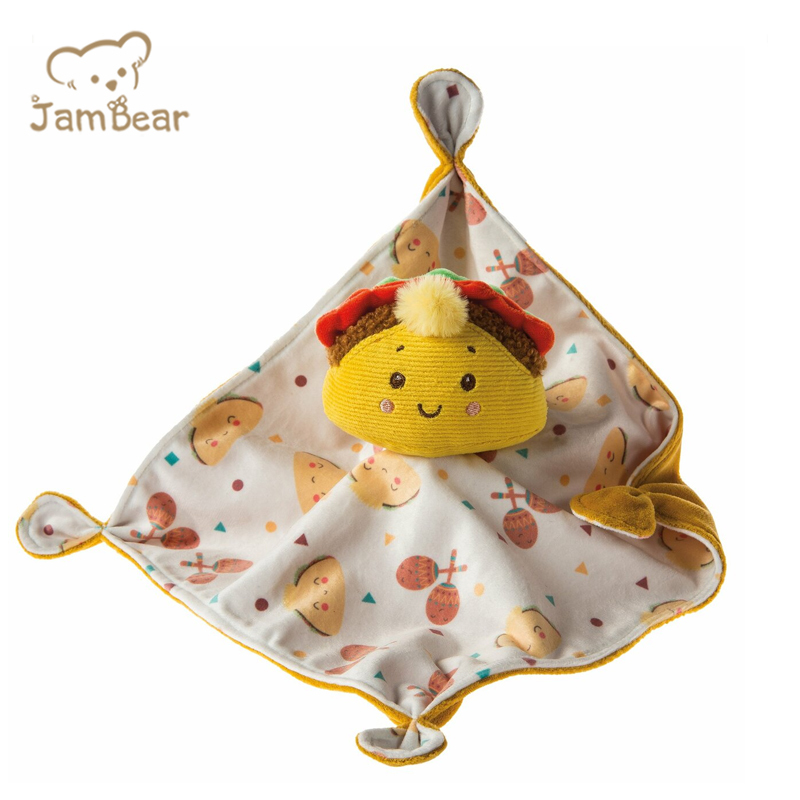JamBear Organic Cotton Soft Baby Comforter biankets Stuffed Animal Plush Organic Cotton Baby Comforter Baby Security Blankie