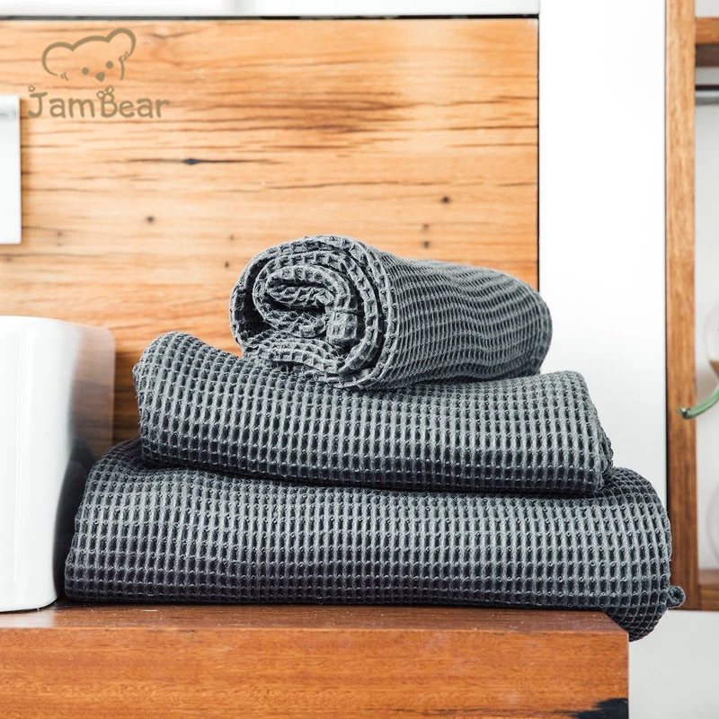 JamBear Organic Neutral Baby Swaddle Organic bamboo Waffle baby towel Eco friendly Multipurpose Bathroom Towel