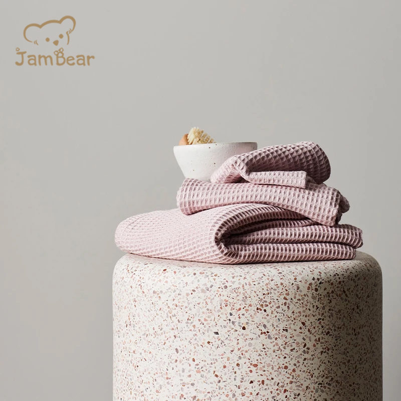 JamBear Organic Neutral Baby Swaddle Organic bamboo Waffle baby towel Eco friendly Multipurpose Bathroom Towel