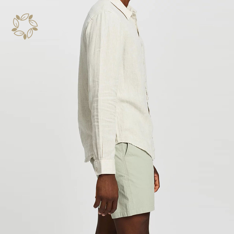 Sustainable linen men shirt organic shirts for men long sleeve camisas eco friendly men linen shirt casual