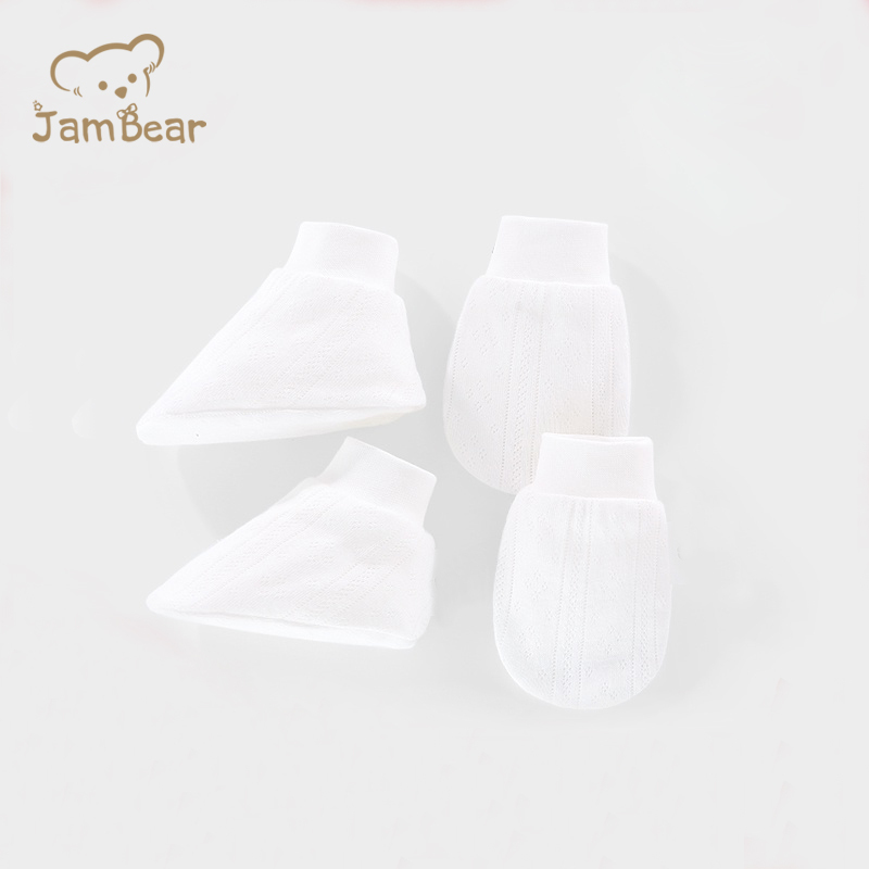 JamBear Organic cotton newborn mitts socks Anti - scratch face baby hand and foot pads Nibble on baby products