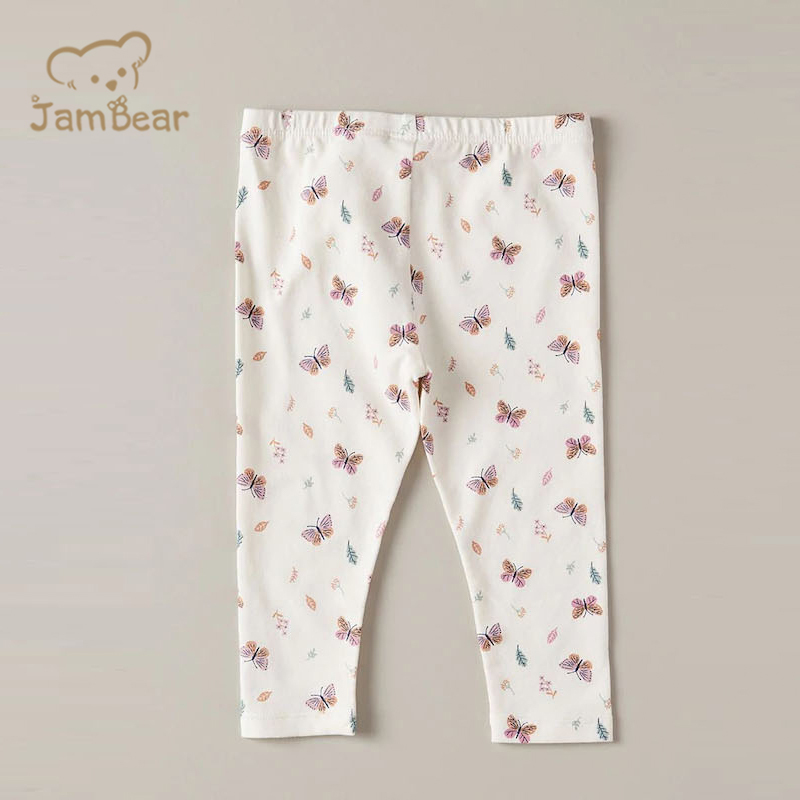 Organic cotton baby leggings pants sustainable infant organic leggings printed eco friendly toddler leggings full length