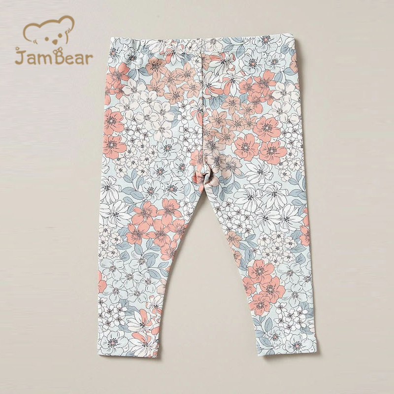 Organic cotton baby leggings pants sustainable infant organic leggings printed eco friendly toddler leggings full length