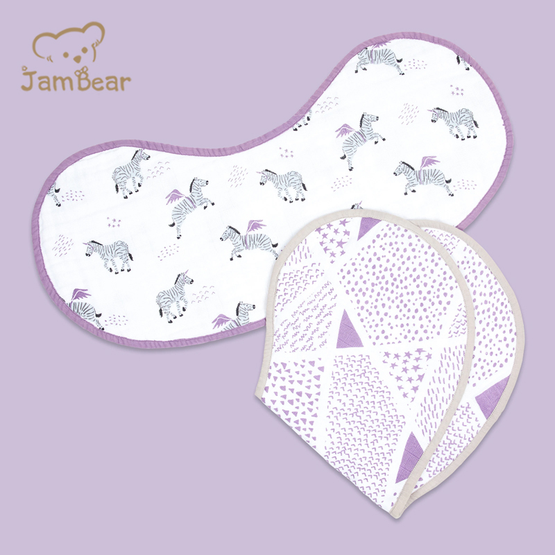 Jambear Organic Muslin Burp Cloth eco-friendly organic bamboo Burp Cloths set Baby burp bibs