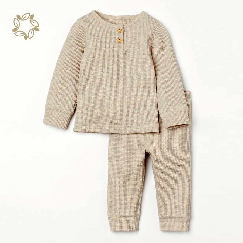 JamBear Waffle children Loungewear organic cotton toddler pyjama bamboo pyjamas Eco-friendly waffle baby sleepwear thermal kids pajamas set