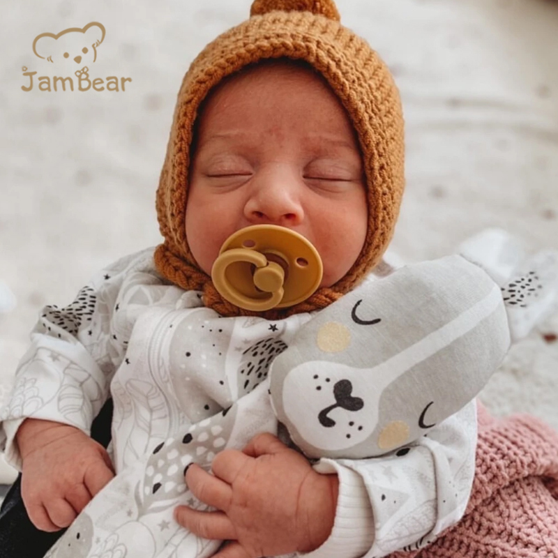 JamBear Organic Cotton Soft Baby Comforter biankets Stuffed Animal Plush Organic Cotton Baby Comforter Baby Security Blankie